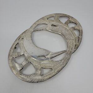 Vintage Swan Bird Trivet Art Deco Style Silver Plate Made in Italy 10" Geese